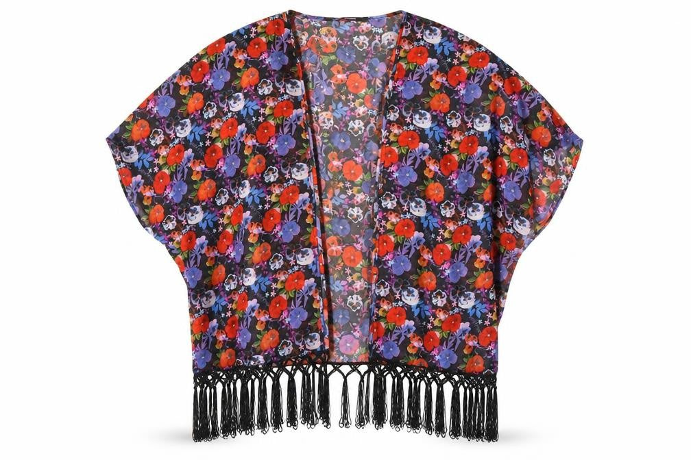 George Womens Black Floral  Basic Blouse Size 8  - sheer cover up