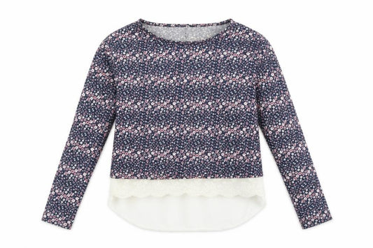 YD Girls Blue Floral  Pullover Jumper Size 12-13 Years