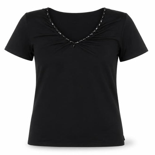 Michelle Hope Womens Black  Jersey Basic T-Shirt Size 10