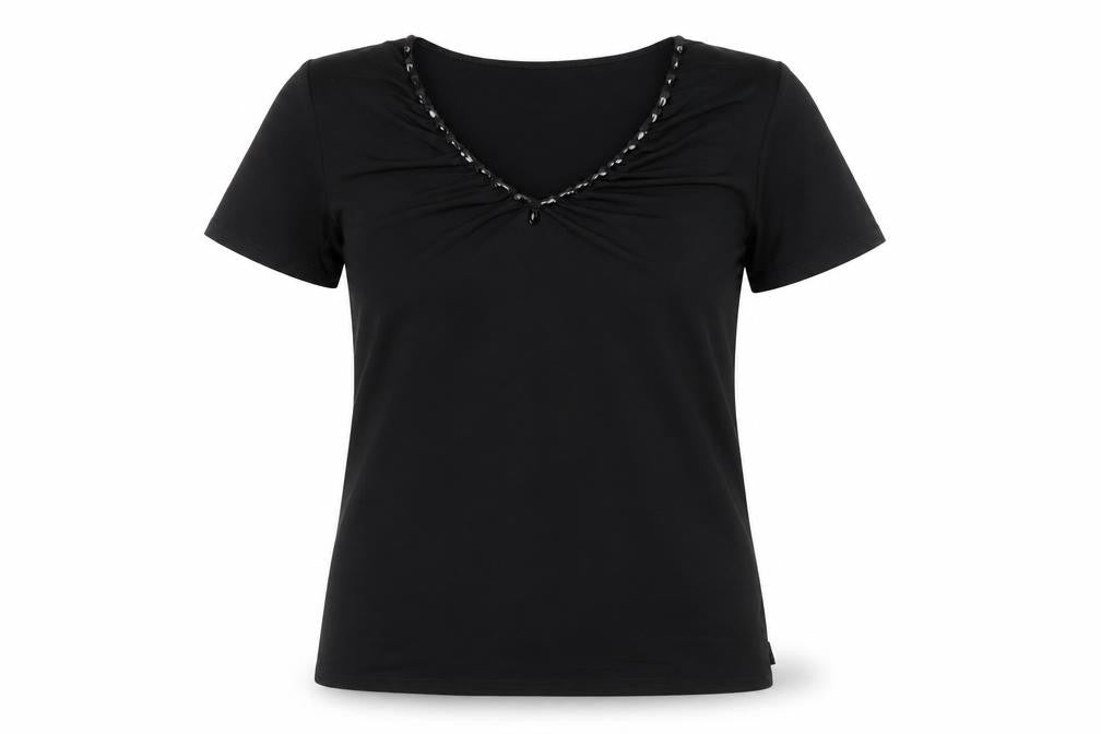 Michelle Hope Womens Black  Jersey Basic T-Shirt Size 10
