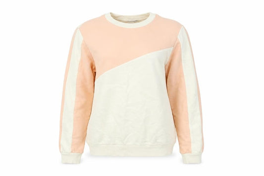Front view of ASOS women’s white pullover sweatshirt, size UK 6