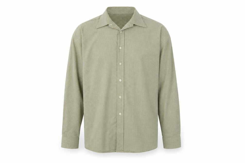 George  Mens Green Check   Button-Up Size L