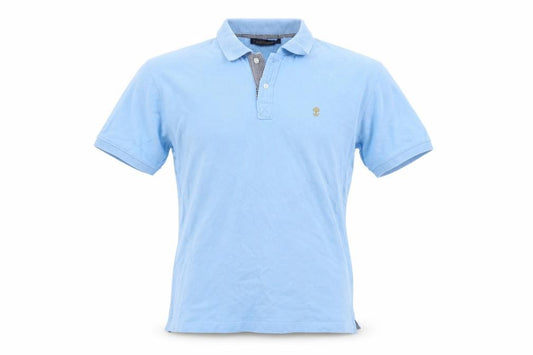 Front view of Tree & Crown men’s blue polo, size M