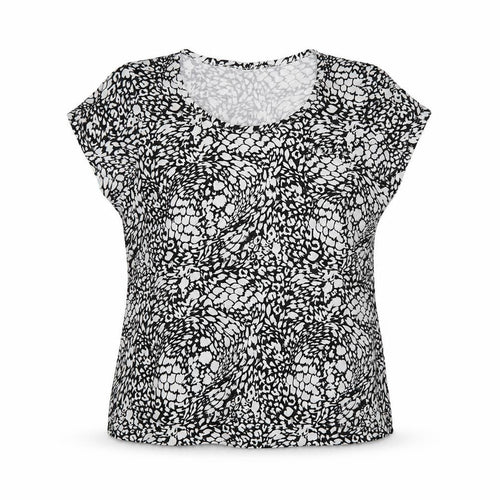 Authentics Womens Black Animal Print  Basic T-Shirt Size 18