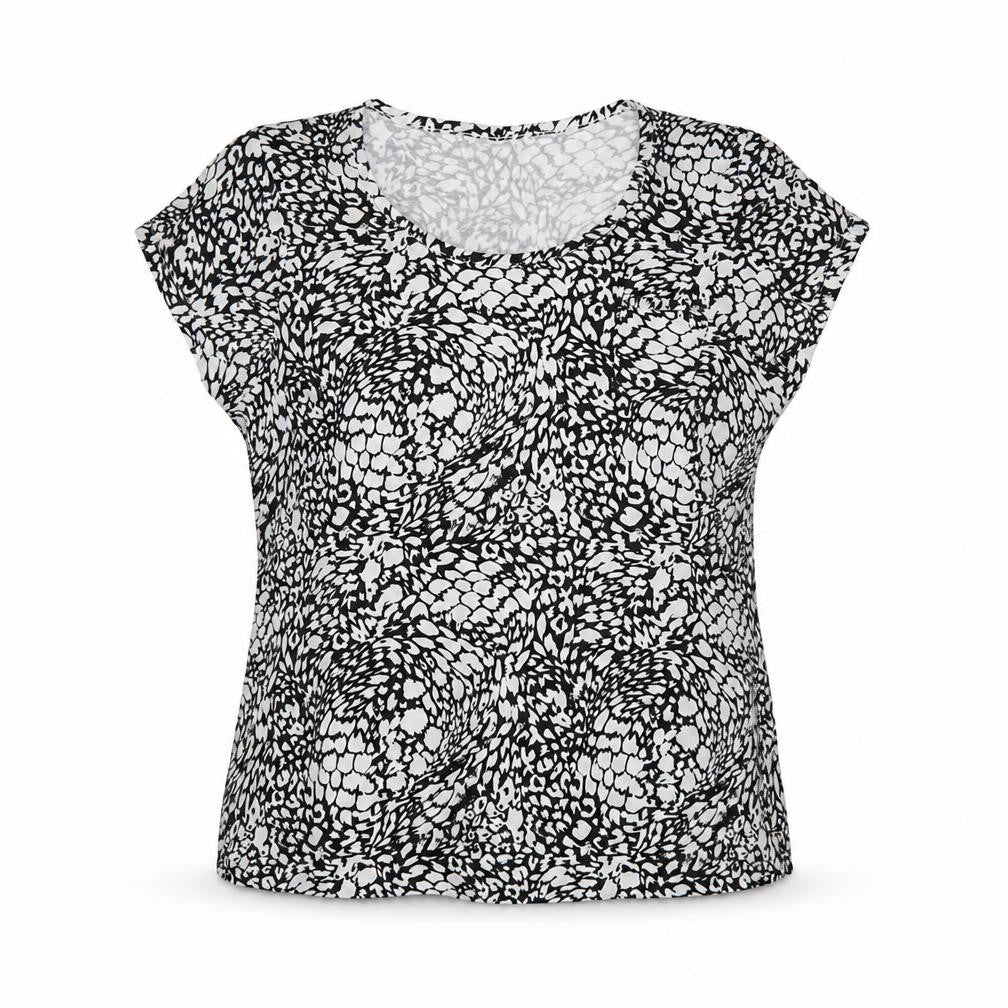 Authentics Womens Black Animal Print  Basic T-Shirt Size 18