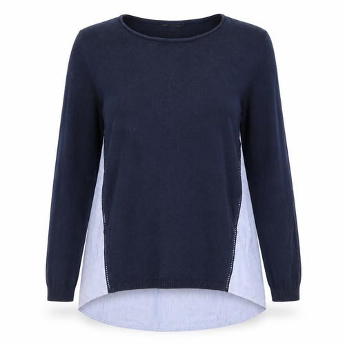 Warehouse Womens Blue Striped Knit Pullover Jumper Size 12