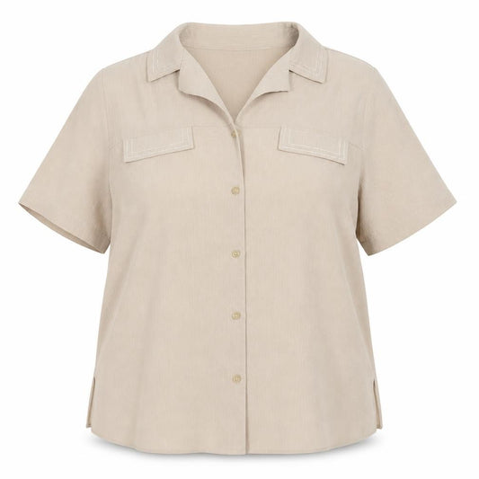 Front view of Berkertex women’s brown basic button-up, size UK 16