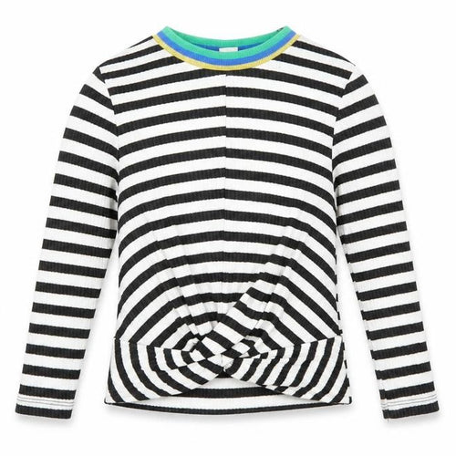TU Girls White Striped  Basic T-Shirt Size 7 Years