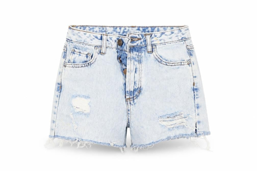 Pull & Bear Womens Blue  Denim Cut-Off Shorts Size 32 in