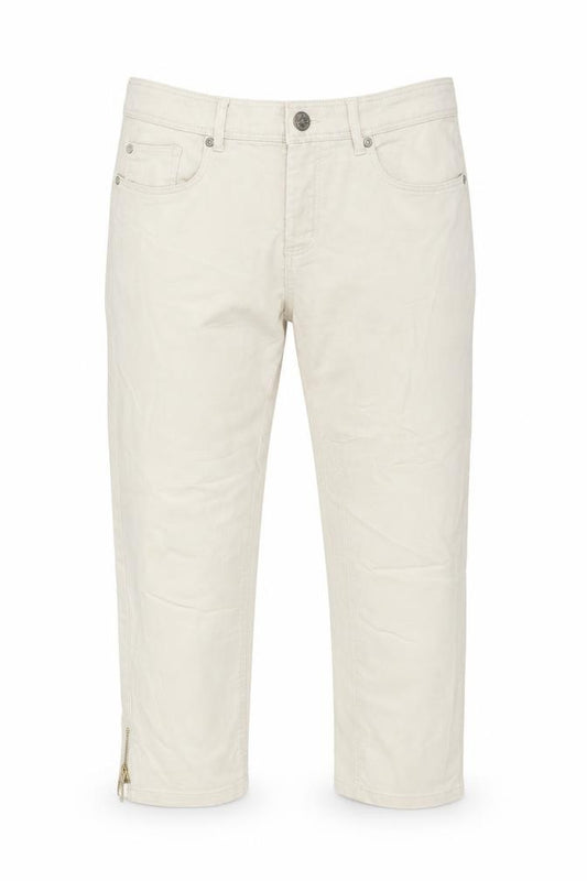 Front view of KappAhl women’s beige cropped jeans, size UK 42, 23-inch leg