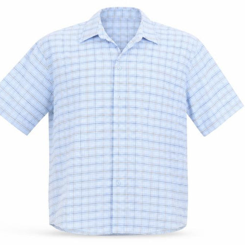 EWM Mens Blue Check   Button-Up Size L
