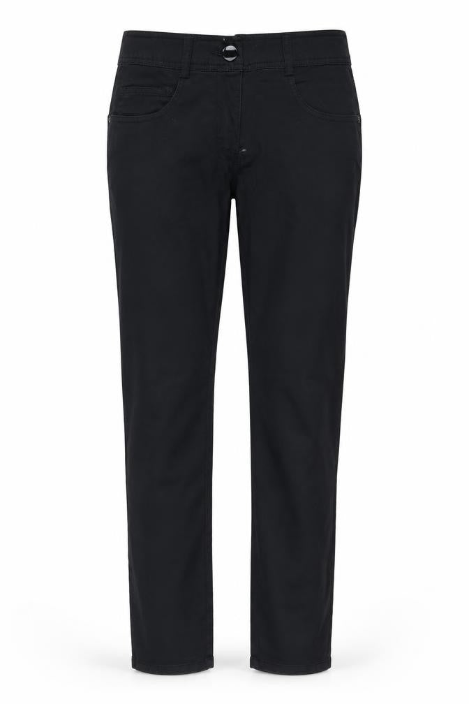 Front view of H&M women’s black straight jeans, size UK 6, 29-inch leg