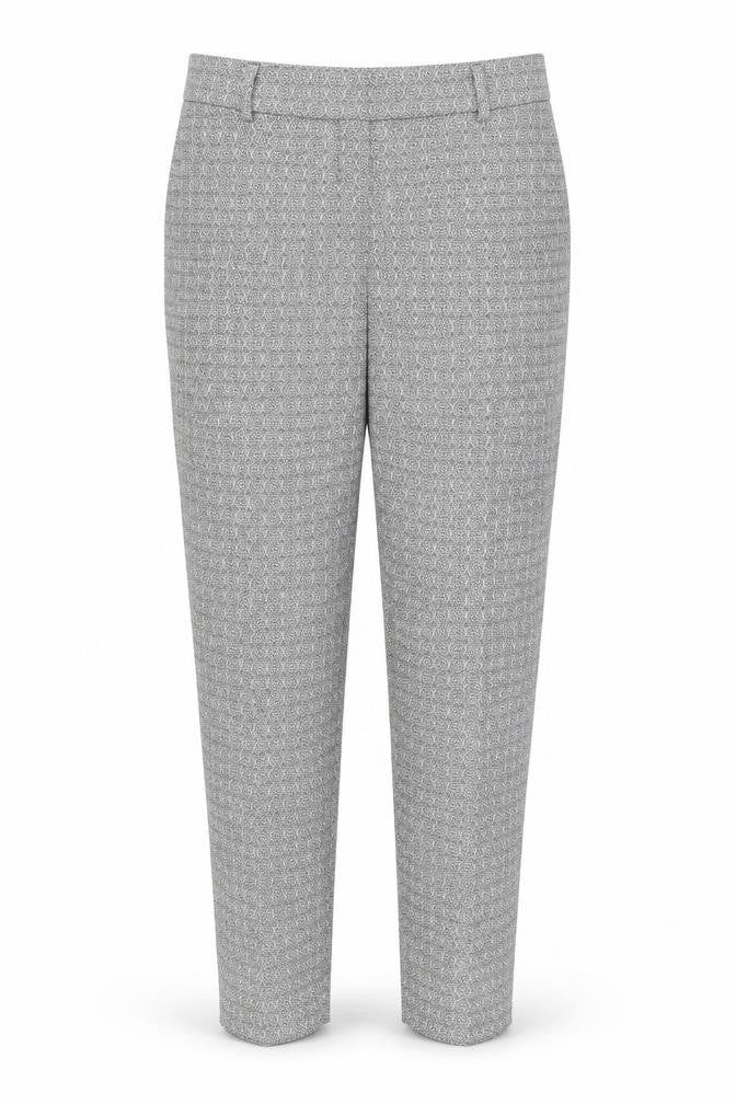 Front view of H&M women’s grey trousers, size UK 8, 26-inch leg