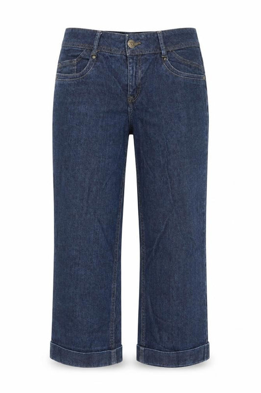 Front view of women’s black straight jeans, size UK 8, 20-inch leg