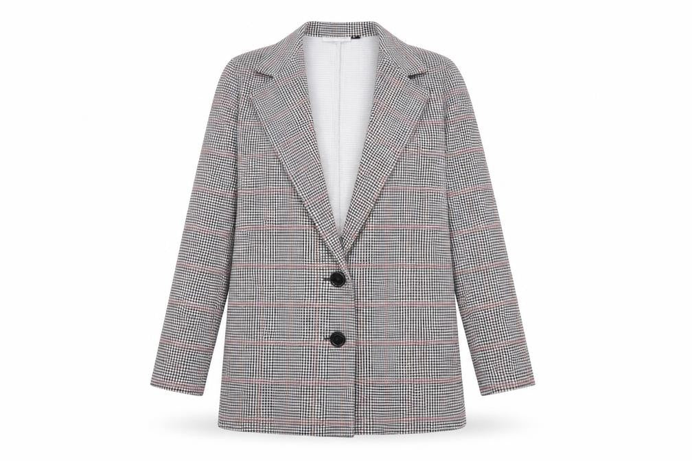 In the Style Womens Grey Houndstooth Jersey Jacket Blazer Size 8