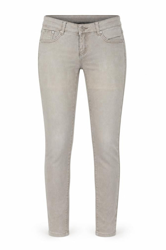 Front view of LD Style women’s brown denim skinny jeans, size UK 10, 28-inch leg