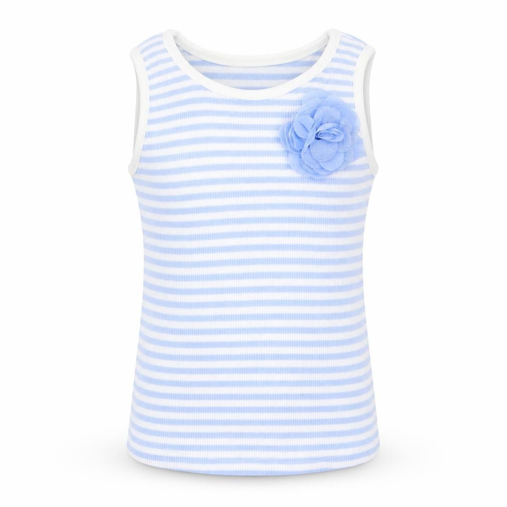 Matalan Girls Blue Striped Jersey Basic Tank Size 3-4 Years