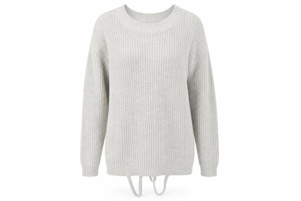 Front view of Primark women’s grey knit jumper, size S