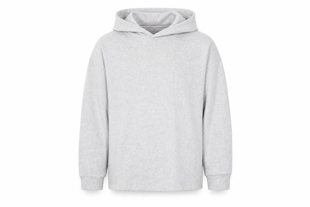 Front view of Marks & Spencer girls’ grey knit pullover hoodie, size 12-13, years