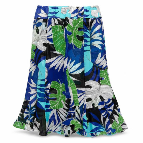 Preworn Womens Blue Floral  Trumpet Skirt Size 32 in  - Leaves