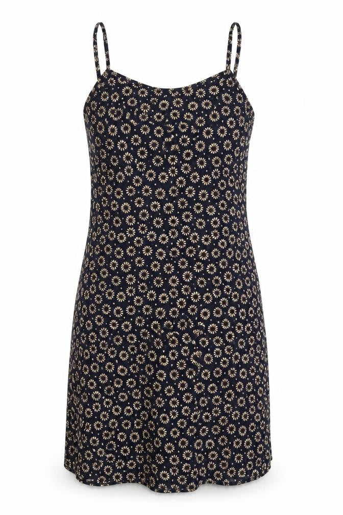 In Sync Womens Blue Floral  Tank Dress  Size S