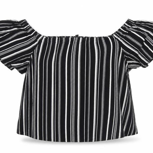 New Look Womens Black Striped  Basic Blouse Size 10