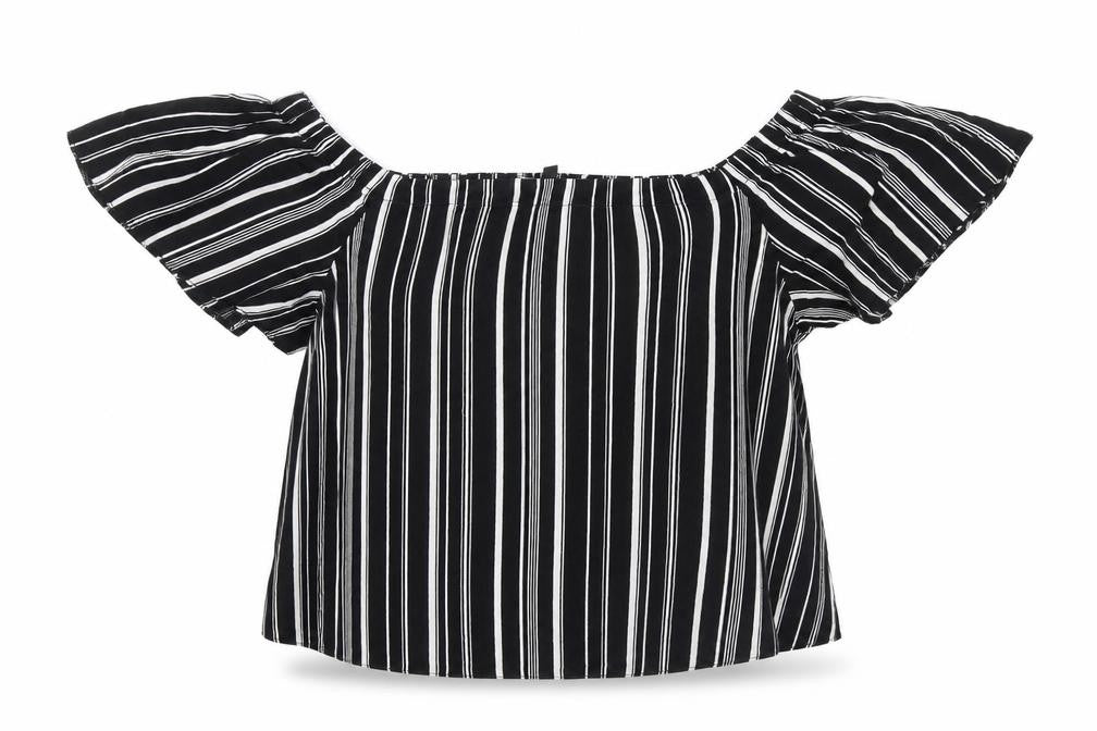 New Look Womens Black Striped  Basic Blouse Size 10