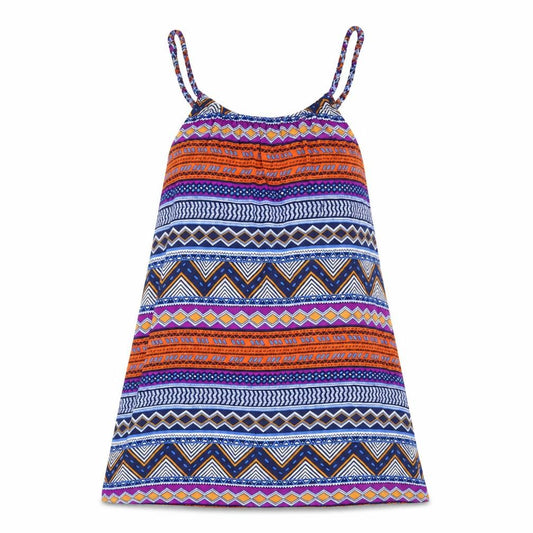 Front view of H&M women’s blue geometric t-shirt dress, size UK 8