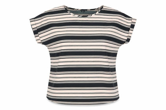 Front view of Atmosphere women’s pink striped basic blouse, size UK 12
