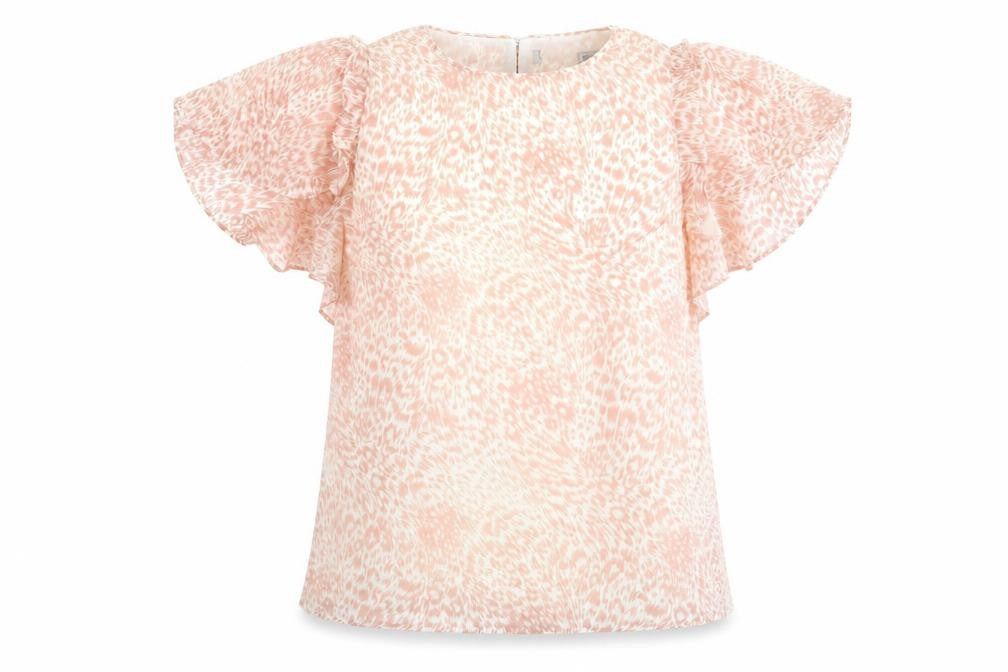 Preworn Womens Pink Animal Print  Basic Blouse Size 10