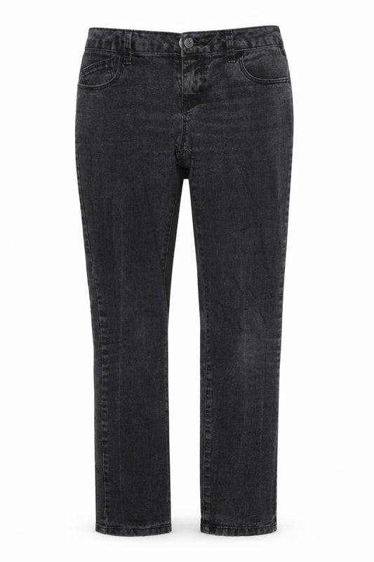 Front view of Dorothy Perkins women’s black straight jeans, size UK 8, 29-inch leg