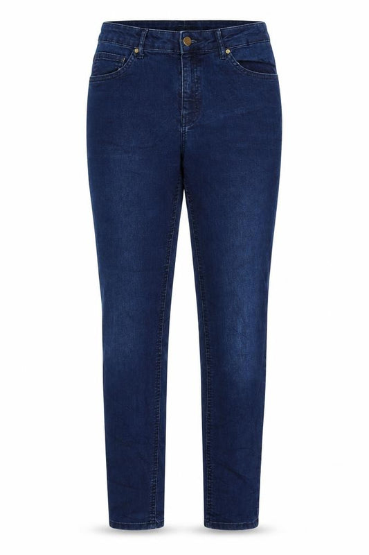 Front view of H&M women’s blue straight jeans, size UK 8, 30-inch leg