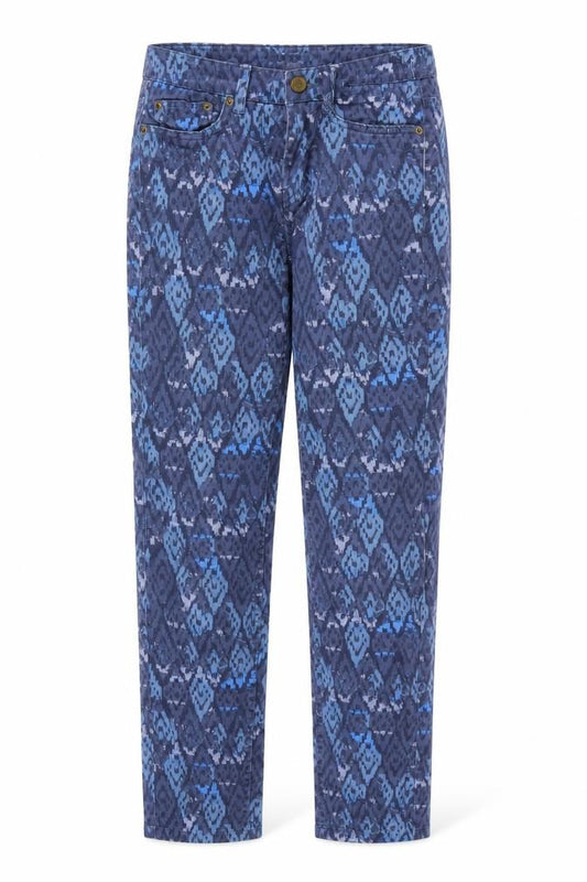 Front view of H&M women’s blue straight jeans, size UK 6, 29-inch leg