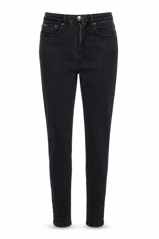 Front view of Denim & Co. women’s black skinny jeans, size UK 10, 27-inch leg