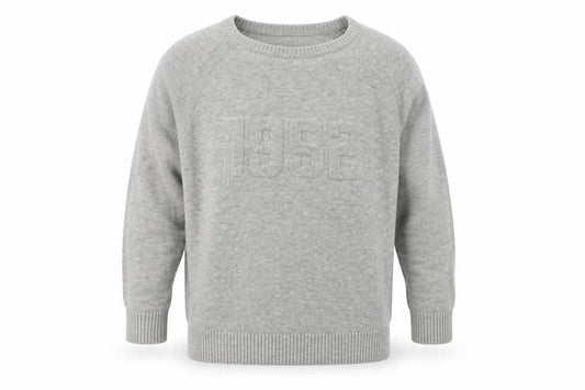 Front view of H&M boys’ grey pullover sweatshirt, size 5-6, years