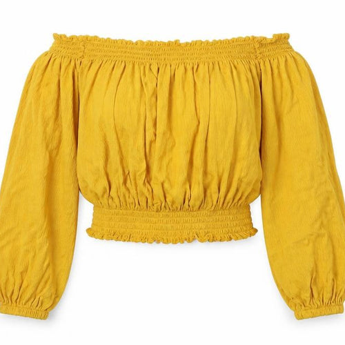 Divided Womens Yellow   Cropped T-Shirt Size L