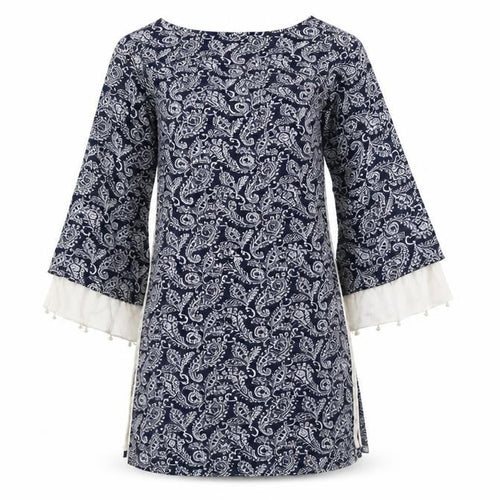 Shiffonz Womens Blue Paisley  A-Line  Size XS