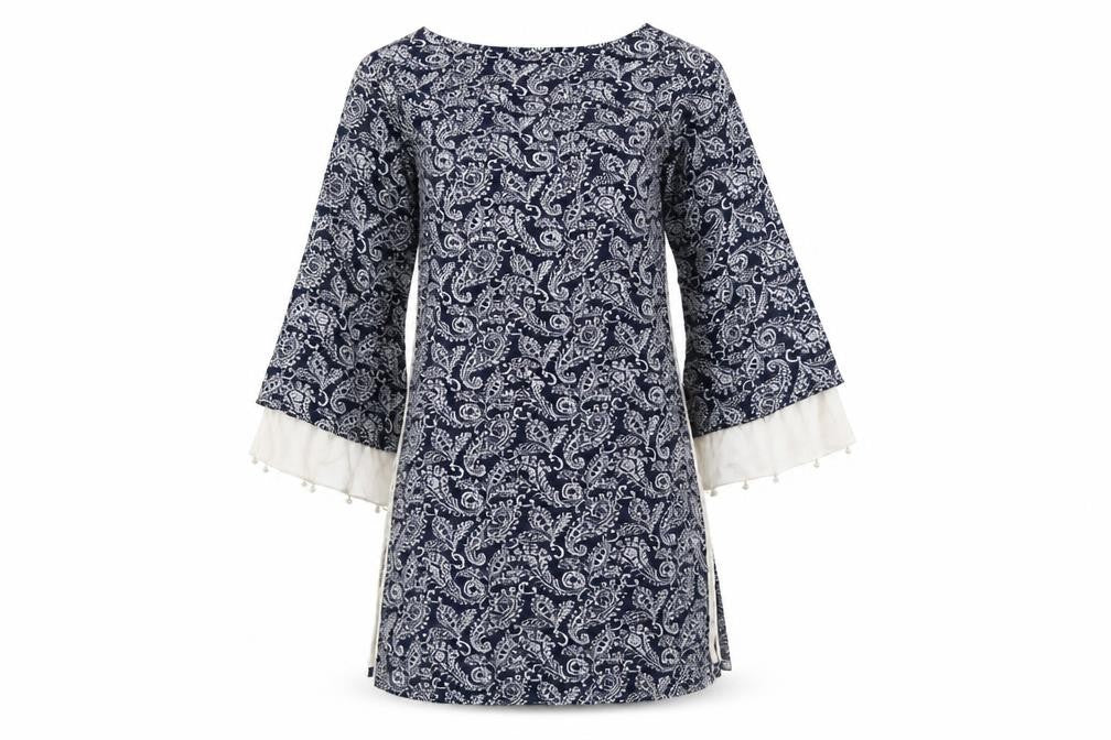 Shiffonz Womens Blue Paisley  A-Line  Size XS
