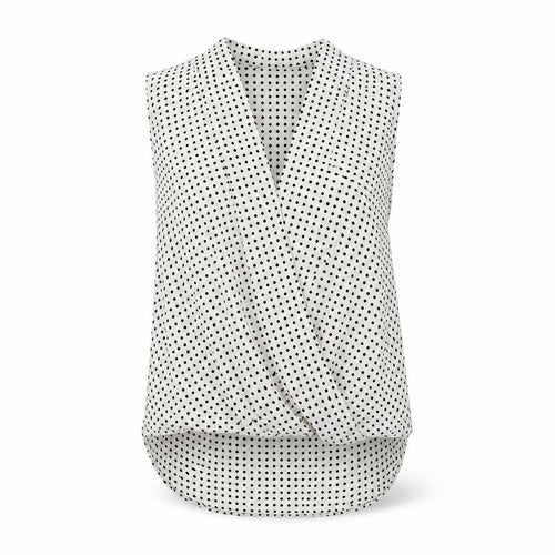 Paraphrase Womens White Polka Dot Chiffon Wrap Blouse Size 8
