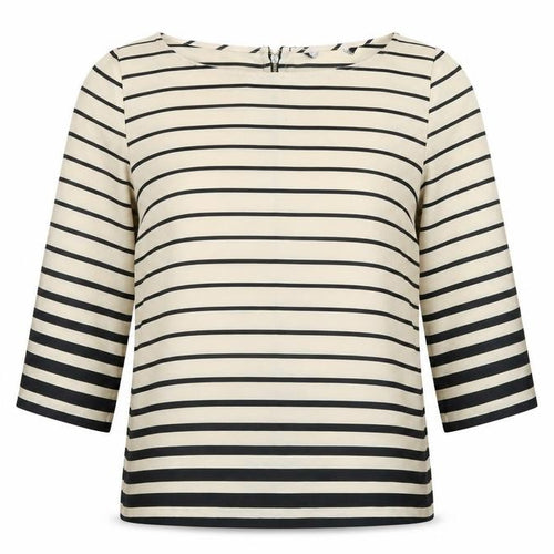 Preworn Womens Gold Striped Satin Basic Blouse Size 14