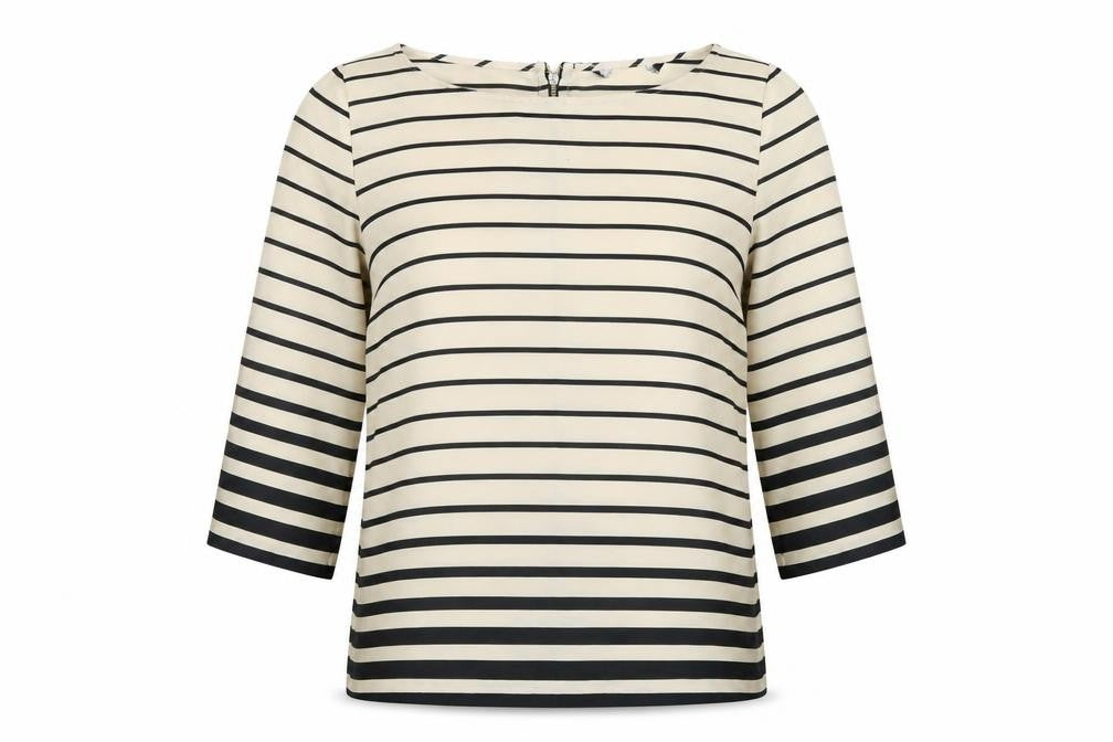 Preworn Womens Gold Striped Satin Basic Blouse Size 14