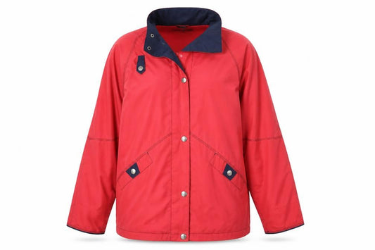 Front view of Telemac men’s red jacket, size M