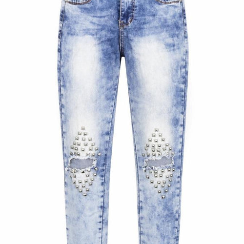 Miss RJ Womens Blue   Skinny Jeans Size 24 in L25 in - Studs on knees