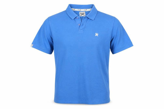 Front view of FCU men’s blue polo, size M