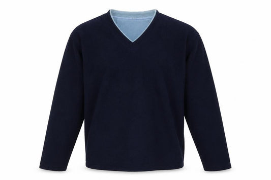 Front view of sqv men’s blue jumper, size S