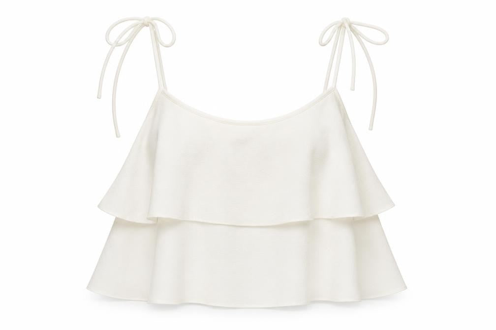 Miss Selfridge Womens White  Chiffon Cropped Tank Size 10