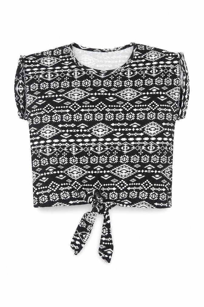 Dunnes Stores Womens Black Geometric  Basic T-Shirt Size 8