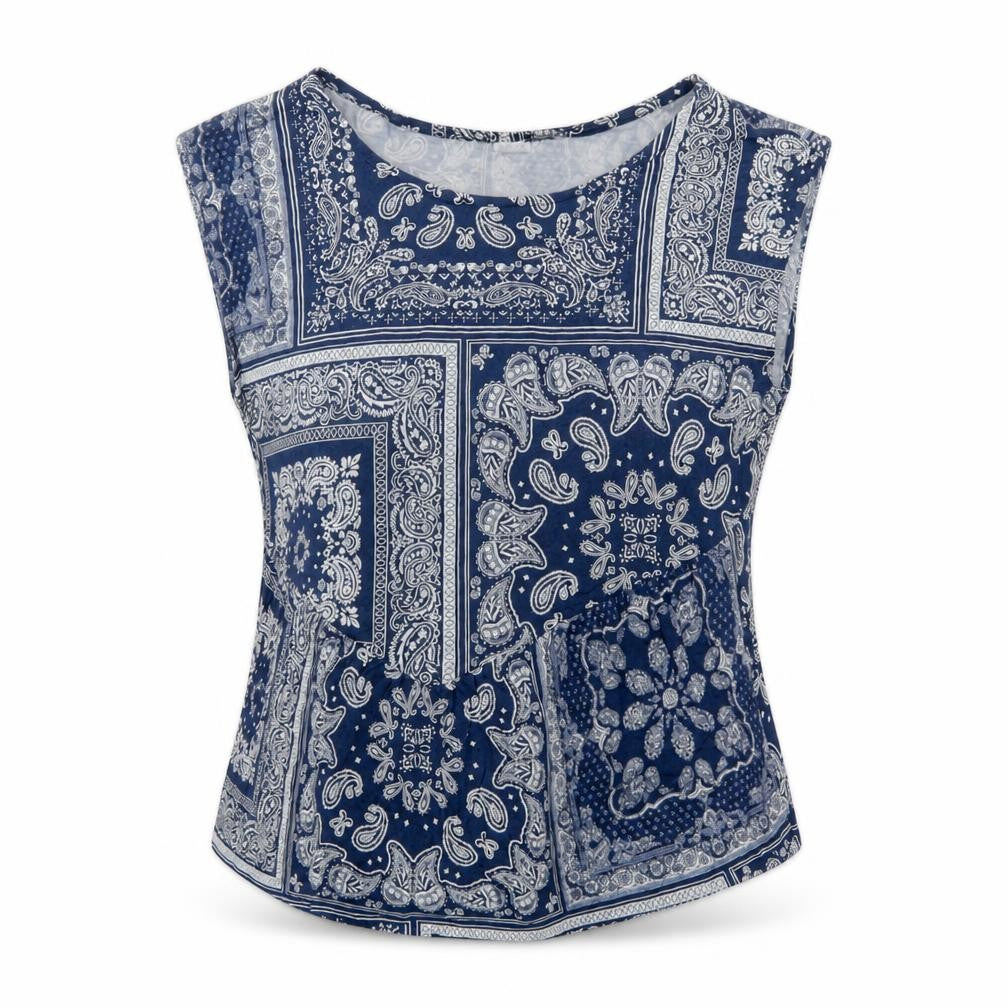 Pimkie Womens Blue Paisley  Basic T-Shirt Size M