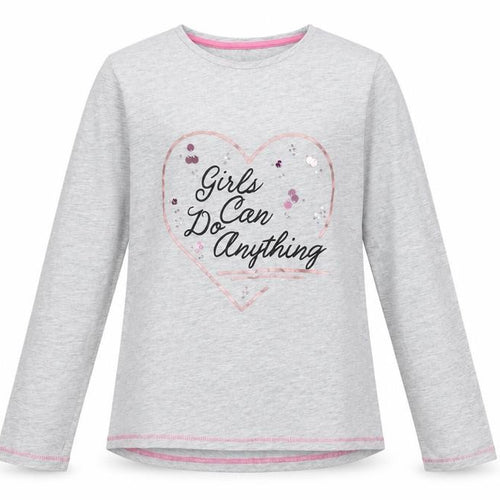 Mtalan Girls Grey   Basic T-Shirt Size 11 Years  - Girls Can Do Anything