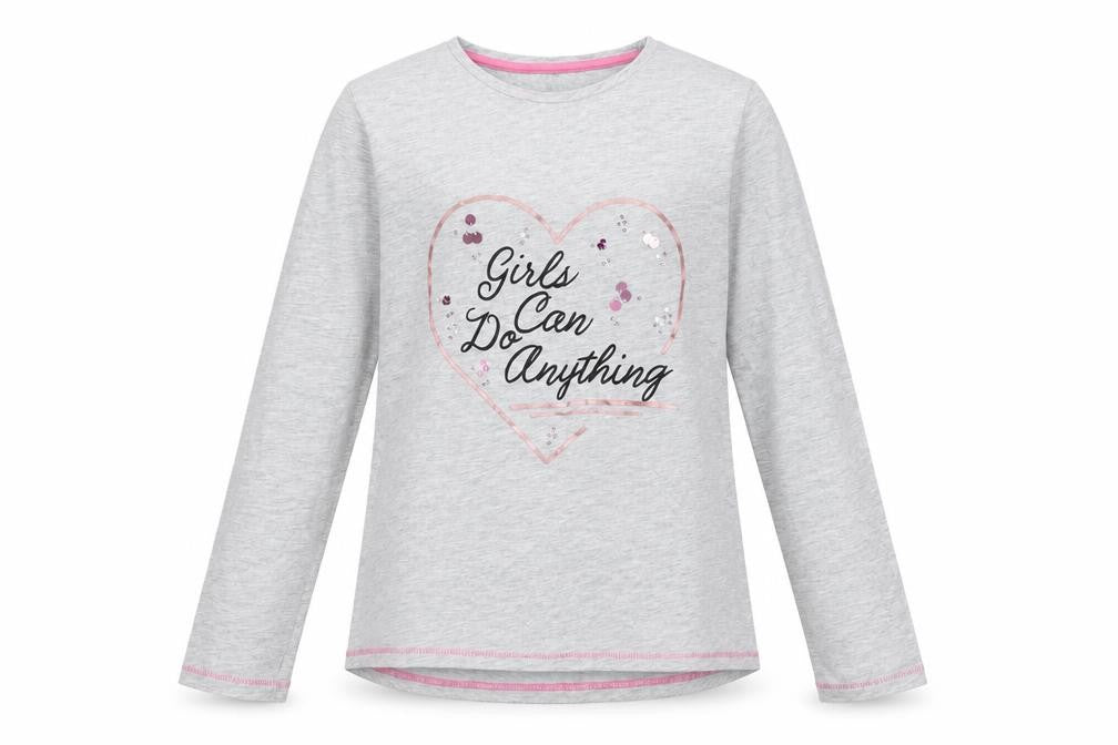 Mtalan Girls Grey   Basic T-Shirt Size 11 Years  - Girls Can Do Anything